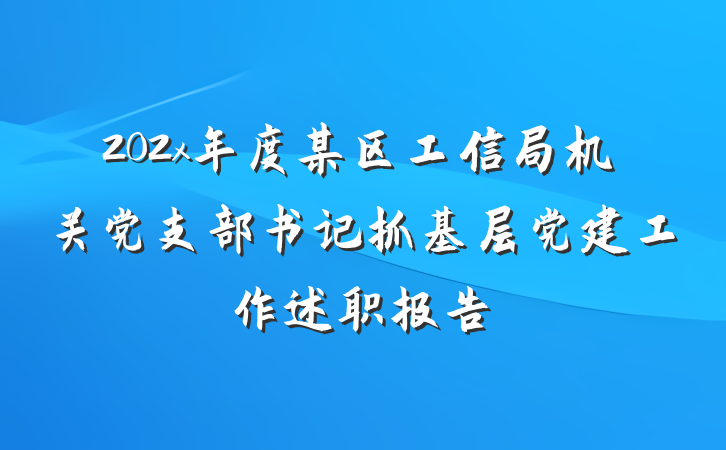 202x年度某区工信局机关党支部书记抓基层党建工作述职报告