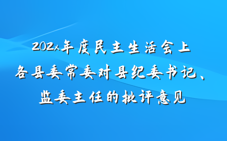202x年度民主生活会上各县委常委对县纪委书记、监委主任的批评意见