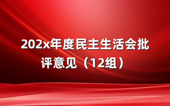 202x年度民主生活会批评意见（12组）