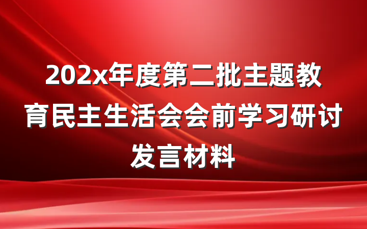 202x年度第二批主题教育民主生活会会前学习研讨发言材料