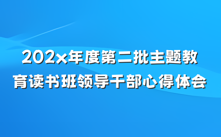 202x年度第二批主题教育读书班领导干部心得体会