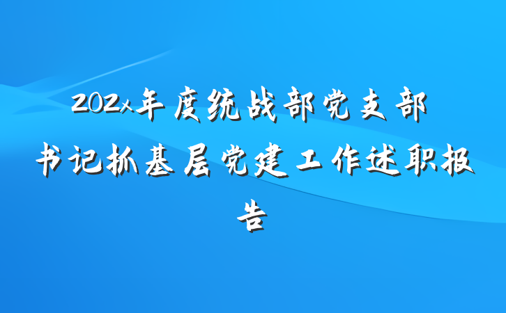 202x年度统战部党支部书记抓基层党建工作述职报告