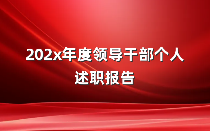 202x年度领导干部个人述职报告