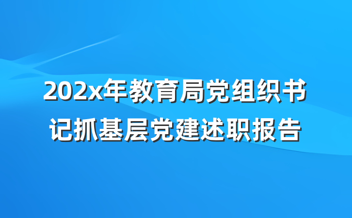 202x年教育局党组织书记抓基层党建述职报告