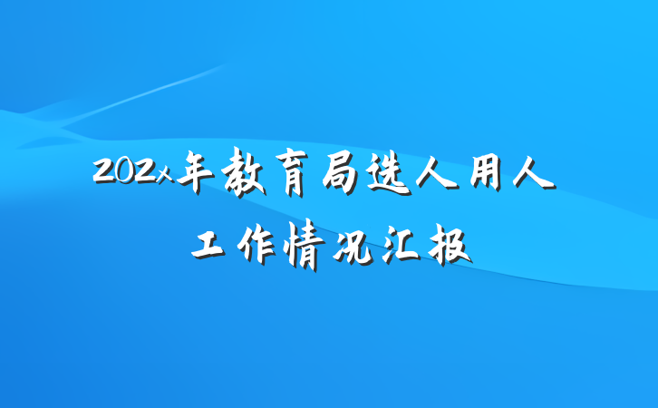 202x年教育局选人用人工作情况汇报