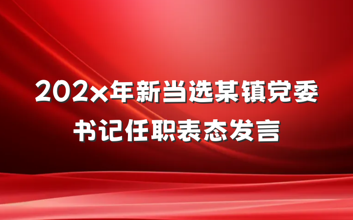 202x年新当选某镇党委书记任职表态发言