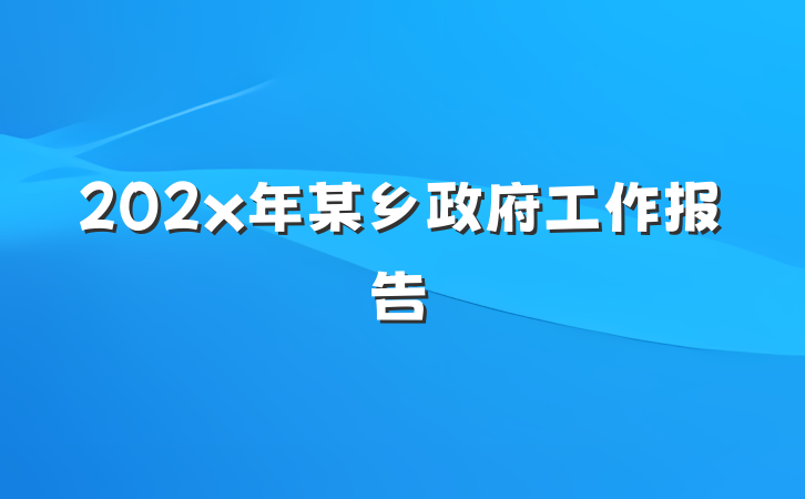 202x年某乡政府工作报告