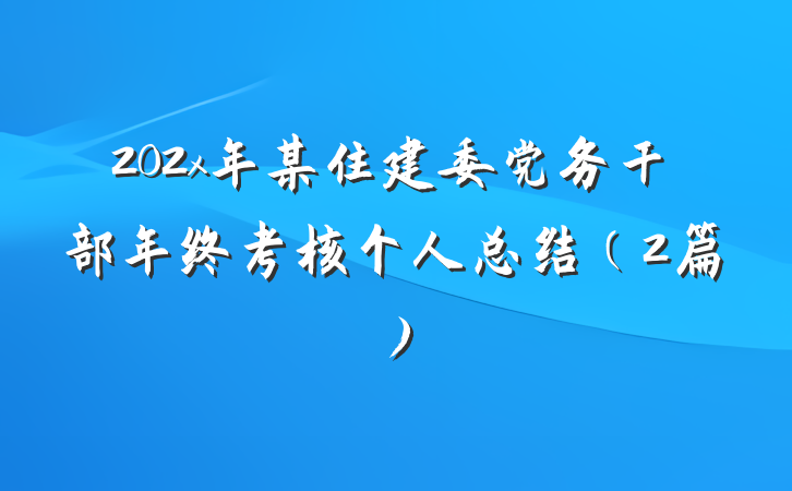 202x年某住建委党务干部年终考核个人总结（2篇）
