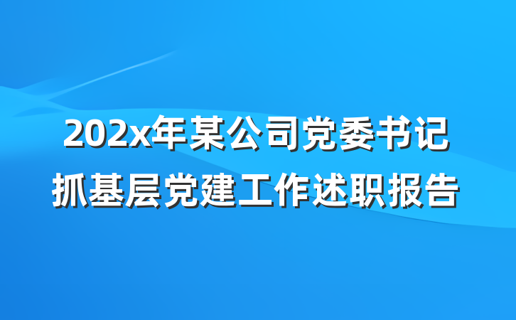 202x年某公司党委书记抓基层党建工作述职报告