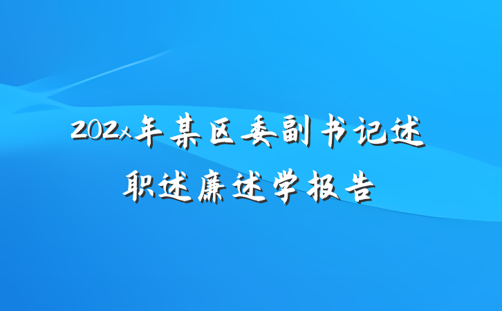 202x年某区委副书记述职述廉述学报告