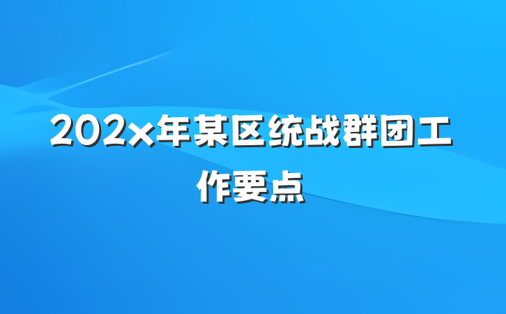 202x年某区统战群团工作要点