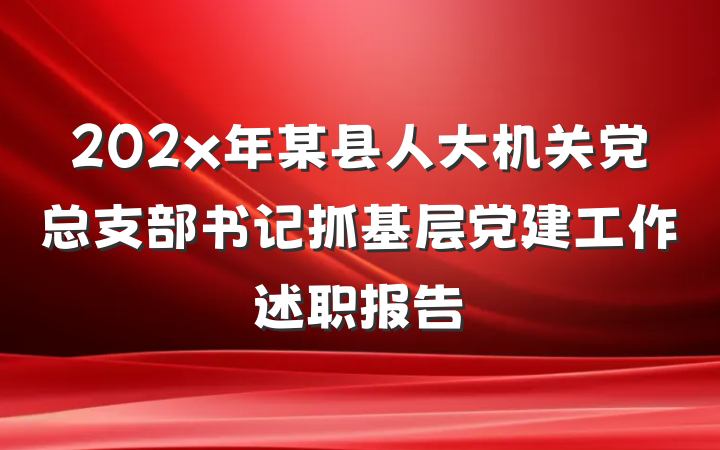 202x年某县人大机关党总支部书记抓基层党建工作述职报告