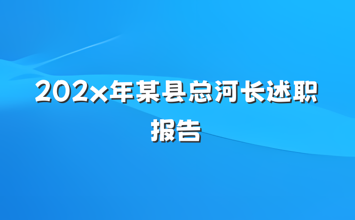 202x年某县总河长述职报告