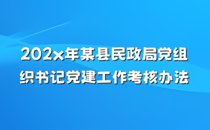 202x年某县民政局党组织书记党建工作考核办法