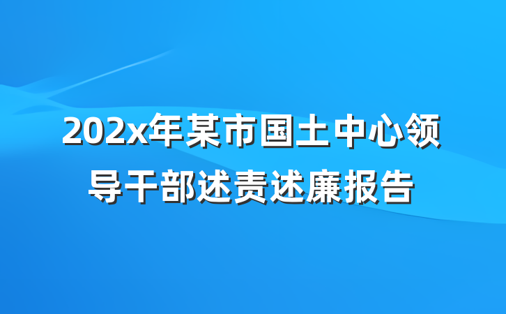 202x年某市国土中心领导干部述责述廉报告