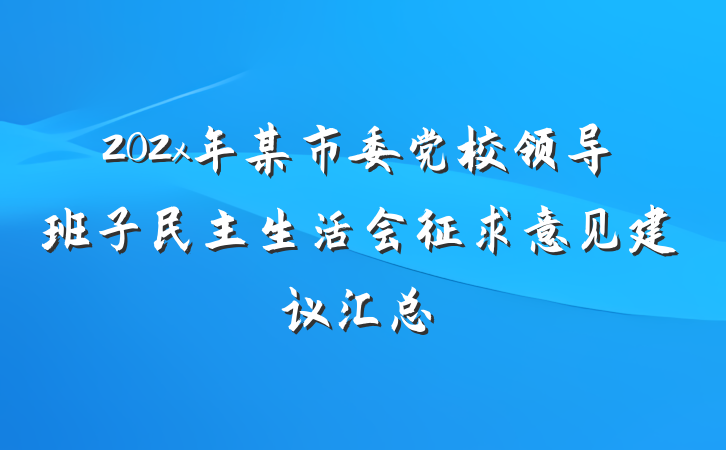 202x年某市委党校领导班子民主生活会征求意见建议汇总