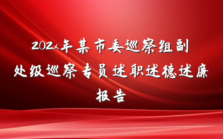 202x年某市委巡察组副处级巡察专员述职述德述廉报告