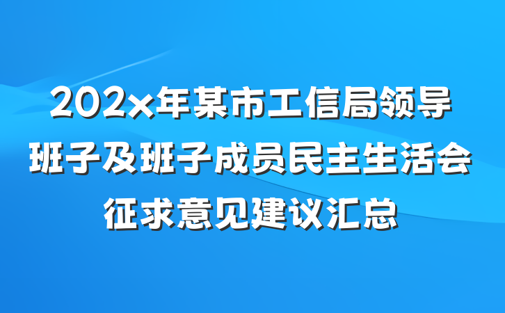 202x年某市工信局领导班子及班子成员民主生活会征求意见建议汇总