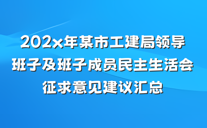 202x年某市工建局领导班子及班子成员民主生活会征求意见建议汇总