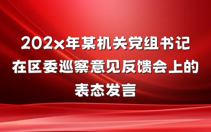 202x年某机关党组书记在区委巡察意见反馈会上的表态发言