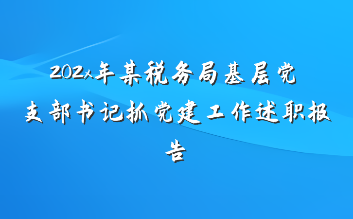 202x年某税务局基层党支部书记抓党建工作述职报告