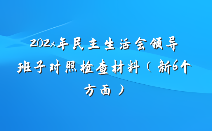 202x年民主生活会领导班子对照检查材料（新6个方面）