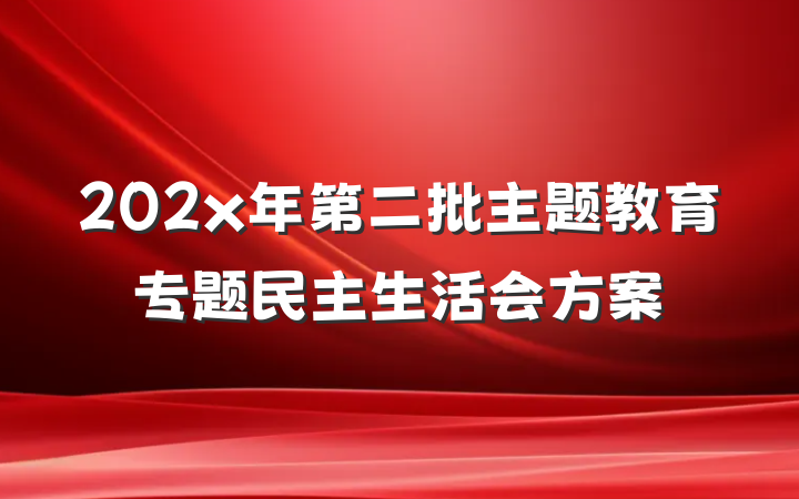 202x年第二批主题教育专题民主生活会方案