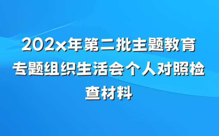 202x年第二批主题教育专题组织生活会个人对照检查材料
