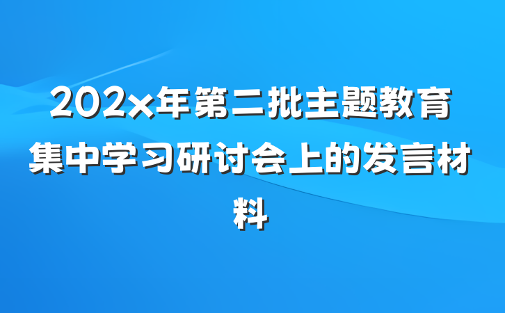 202x年第二批主题教育集中学习研讨会上的发言材料