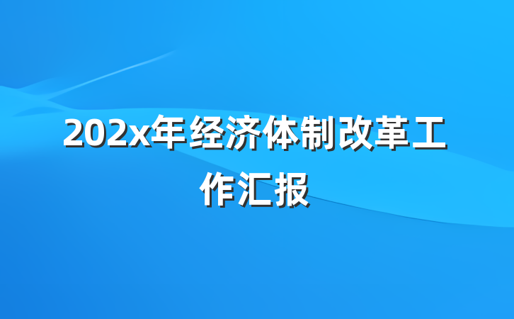 202x年经济体制改革工作汇报