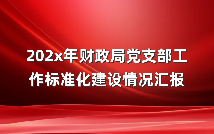 202x年财政局党支部工作标准化建设情况汇报