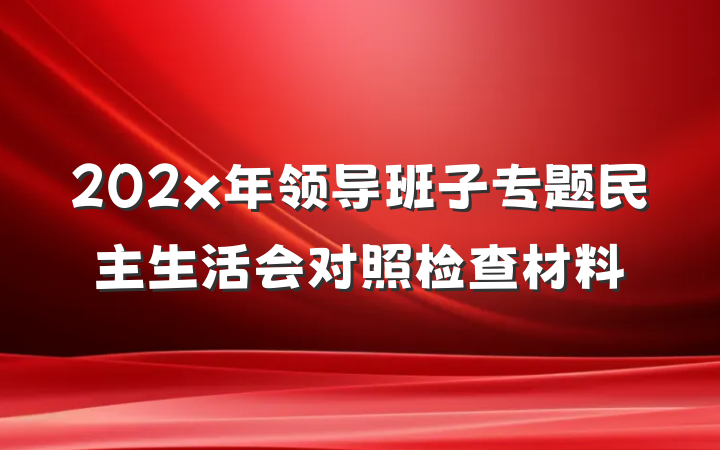 202x年领导班子专题民主生活会对照检查材料