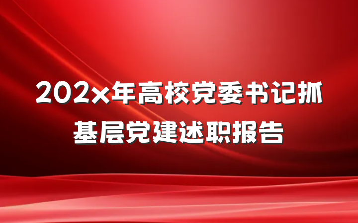 202x年高校党委书记抓基层党建述职报告