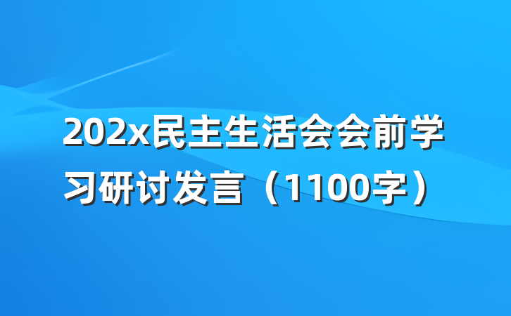 202x民主生活会会前学习研讨发言（1100字）