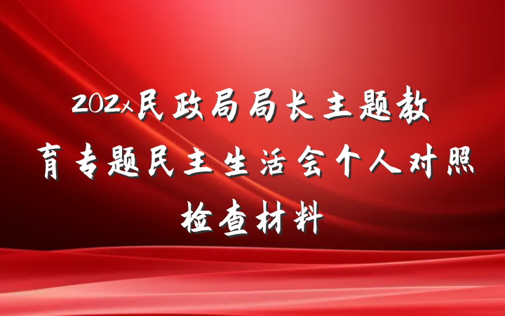 202x民政局局长主题教育专题民主生活会个人对照检查材料
