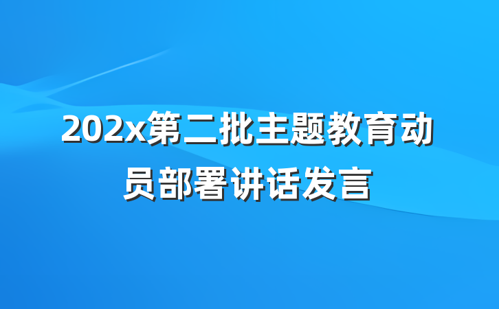 202x第二批主题教育动员部署讲话发言