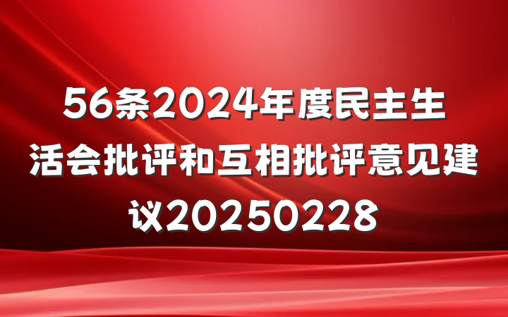 56条2024年度民主生活会批评和互相批评意见建议20250228