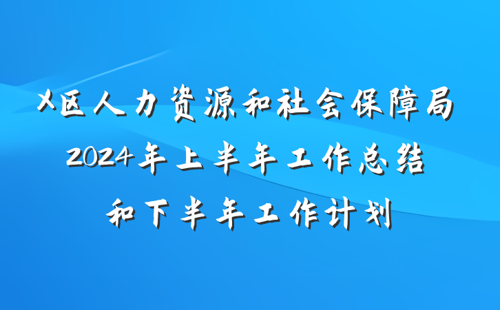 X区人力资源和社会保障局2024年上半年工作总结和下半年工作计划