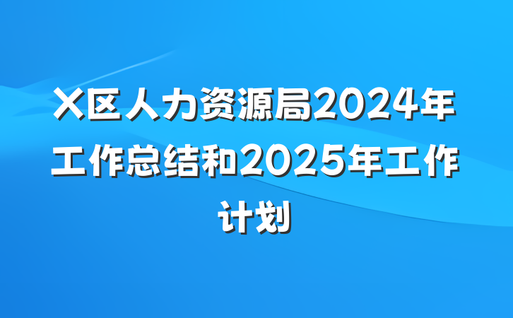 X区人力资源局2024年工作总结和2025年工作计划