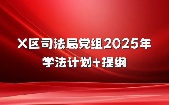 X区司法局党组2025年学法计划 提纲