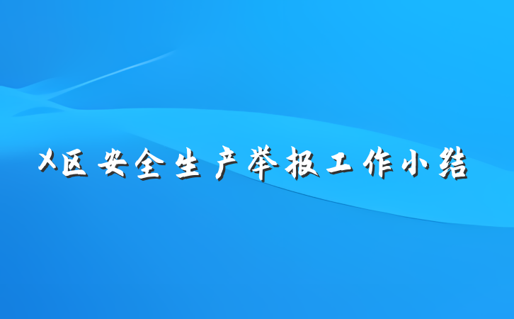 X区安全生产举报工作小结