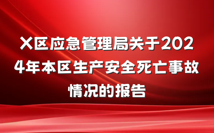 X区应急管理局关于2024年本区生产安全死亡事故情况的报告
