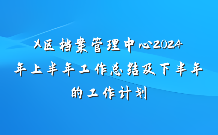 X区档案管理中心2024年上半年工作总结及下半年的工作计划