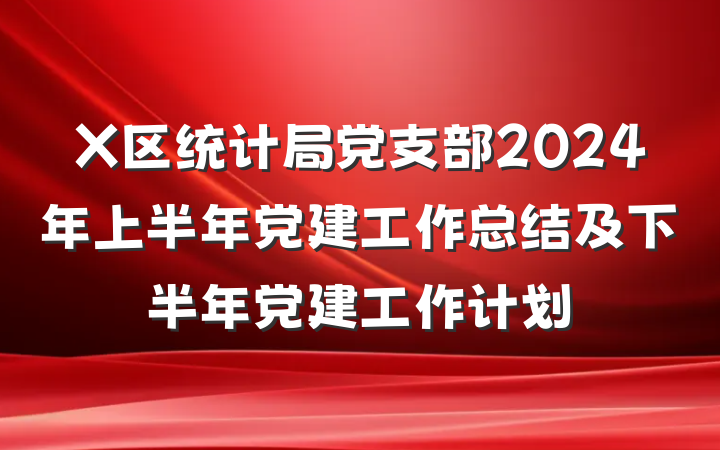 X区统计局党支部2024年上半年党建工作总结及下半年党建工作计划
