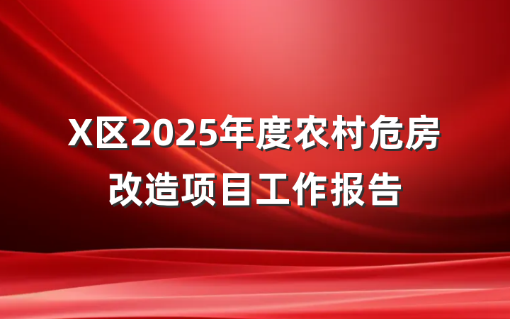 X区2025年度农村危房改造项目工作报告
