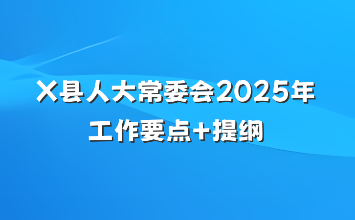 X县人大常委会2025年工作要点 提纲