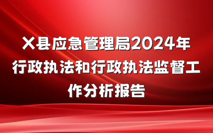 X县应急管理局2024年行政执法和行政执法监督工作分析报告