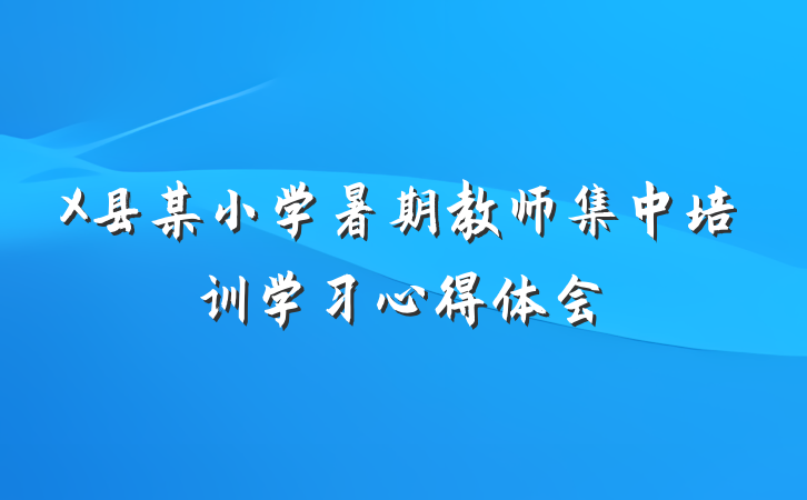 X县某小学暑期教师集中培训学习心得体会