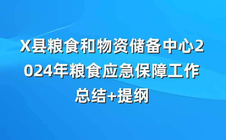 X县粮食和物资储备中心2024年粮食应急保障工作总结 提纲