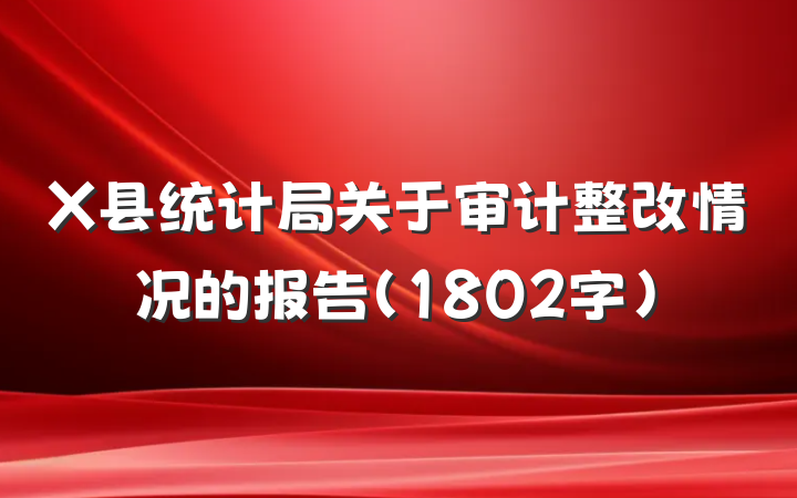 X县统计局关于审计整改情况的报告（1802字）